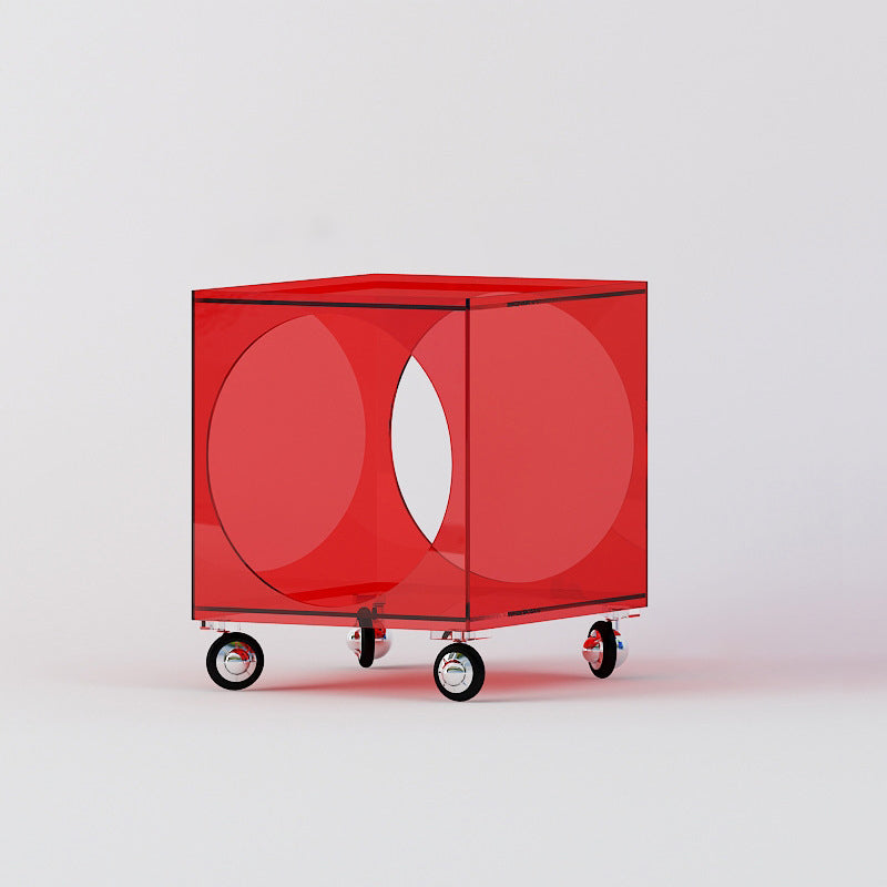 Square Acrylic Side Table 13.78" W x 13.78" H End Table with Storage