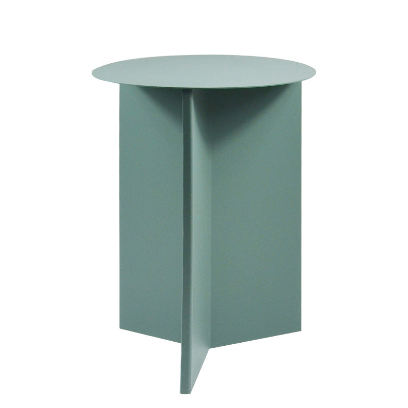 Contemporary Metallic Round Side Table Pedestal Living Room End Table