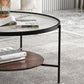 Round with Wood Accents Coffee Table Nordic Clear Glass Top Cocktail Table