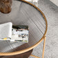 Round with Wood Accents Coffee Table Nordic Clear Glass Top Cocktail Table