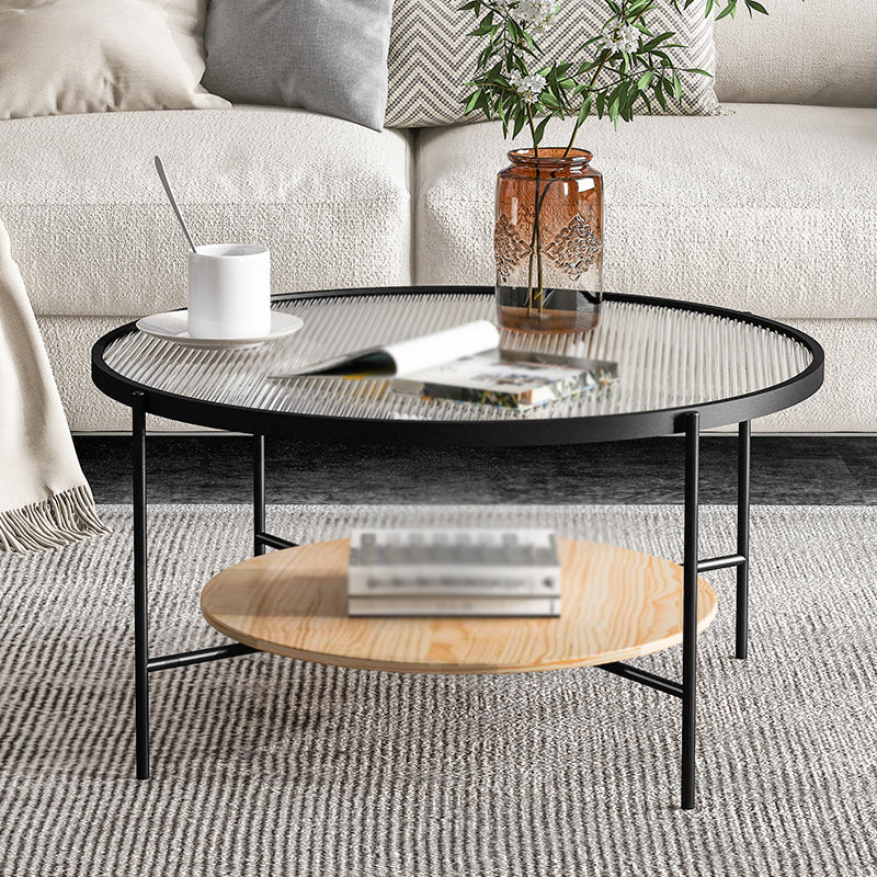 Table basse rond avec des accents en bois nordique