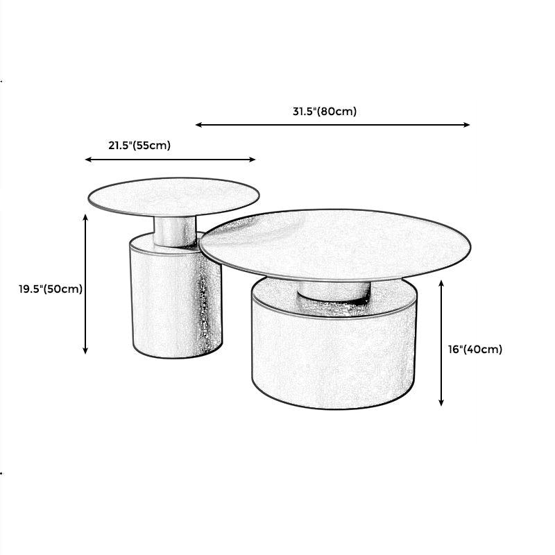 ペデスタルメタルコーヒーテーブル黒/白のコンテンポラリーカクテルテーブル