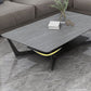 Modern Slate Cross Legs Coffee Table with Shelf Rectangular Cocktail Table in Black