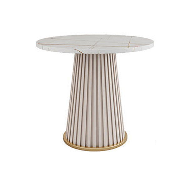 Mesa de centro moderna de pizarra maciza, mesa de cóctel redonda de hierro en blanco/negro