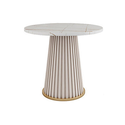 Mesa de centro moderna de pizarra maciza, mesa de cóctel redonda de hierro en blanco/negro