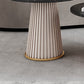Mesa de centro moderna de pizarra maciza, mesa de cóctel redonda de hierro en blanco/negro