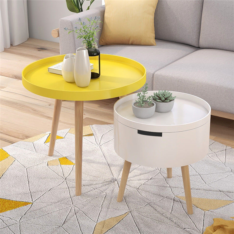 3 Legs 2 Round Coffee Table Contemporary Wood Coffee Table Set White-Yellow Clearhalo 'Coffee & Accent Tables' 'Coffee Tables' 'coffee_tables' 'furn' 'furn_coffee_tables' 'Furniture' 'Living Room Furniture' 5312514