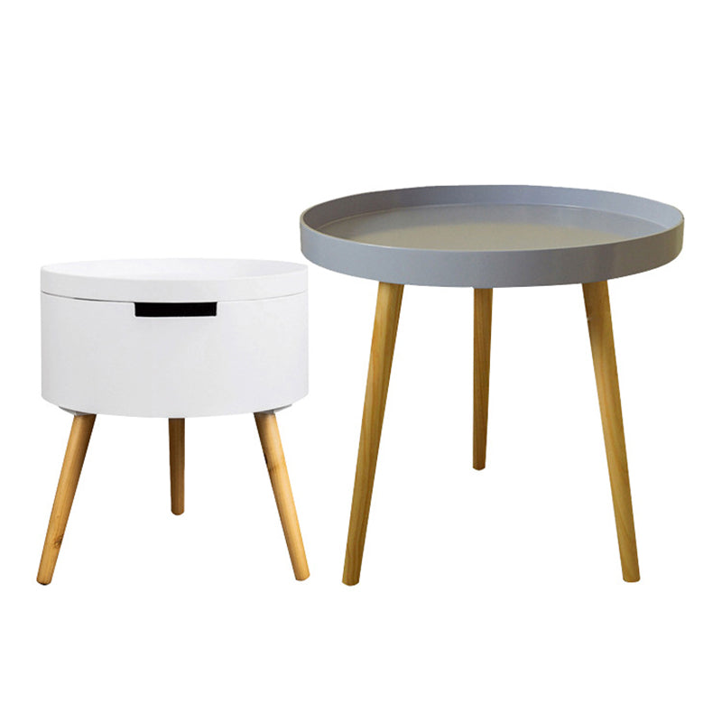 3 Legs 2 Round Coffee Table Contemporary Wood Coffee Table Set White-Gray Clearhalo 'Coffee & Accent Tables' 'Coffee Tables' 'coffee_tables' 'furn' 'furn_coffee_tables' 'Furniture' 'Living Room Furniture' 5312518