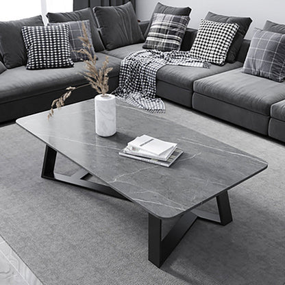 Mesa de centro rectangular contemporánea Mesa de cóctel de mármol con caballete