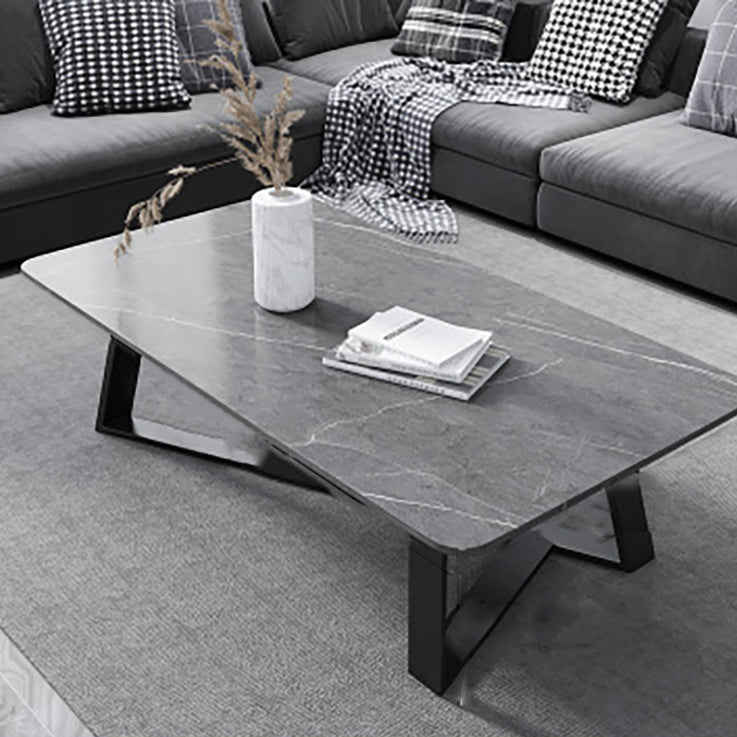 Mesa de centro rectangular contemporánea Mesa de cóctel de mármol con caballete