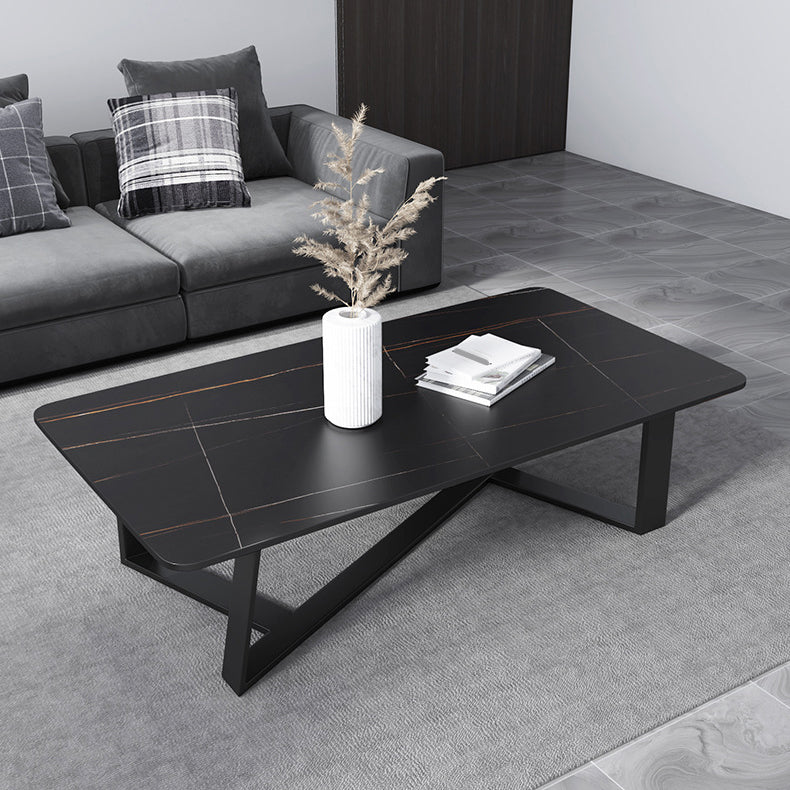 Mesa de centro rectangular contemporánea Mesa de cóctel de mármol con caballete
