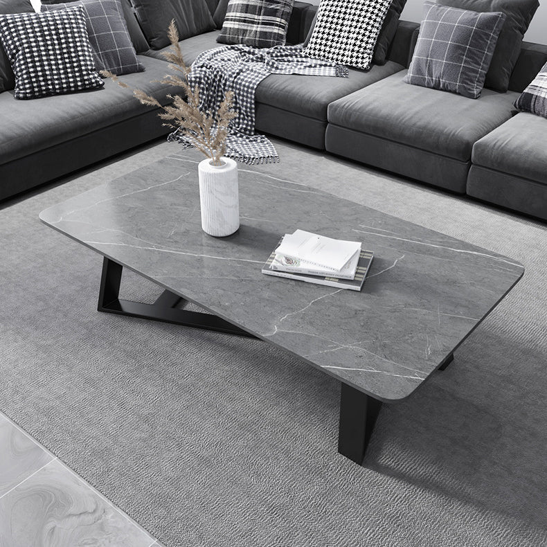 Mesa de centro rectangular contemporánea Mesa de cóctel de mármol con caballete