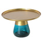 Mid-century Modern Metal Tray Top Glass Base Round Coffee Table