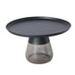 Mid-century Modern Metal Tray Top Glass Base Round Coffee Table