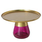 Mid-century Modern Metal Tray Top Glass Base Round Coffee Table
