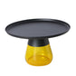 Mid-century Modern Metal Tray Top Glass Base Round Coffee Table