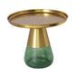 Mid-century Modern Metal Tray Top Glass Base Round Coffee Table