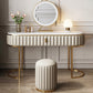 Bedroom Glam Metallic Cream Standing Vanity Dressing Table Set