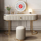 Bedroom Glam Metallic Cream Standing Vanity Dressing Table Set