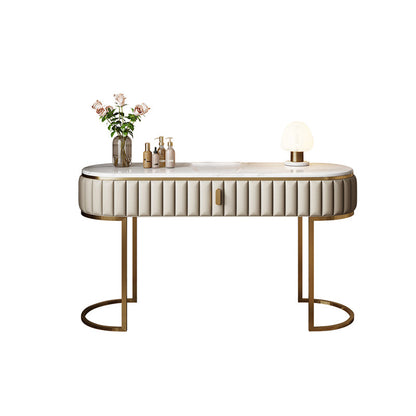 Bedroom Glam Metallic Cream Standing Vanity Dressing Table Set