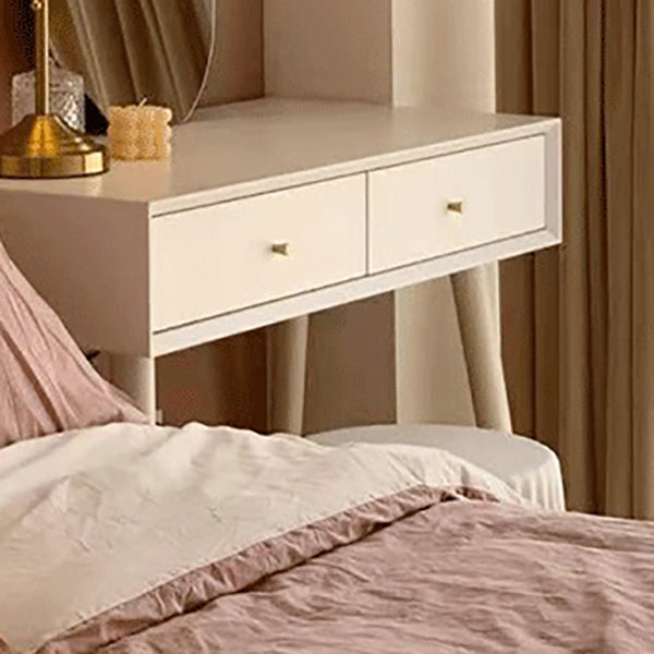 Mirrored Wood Makeup Dressing Table Stool Set White,30.31" H Clearhalo 'Bedroom Furniture' 'furn' 'furn_makeup_vanities' 'Furniture' 'Makeup Vanities' 'makeup_vanities' 5313130