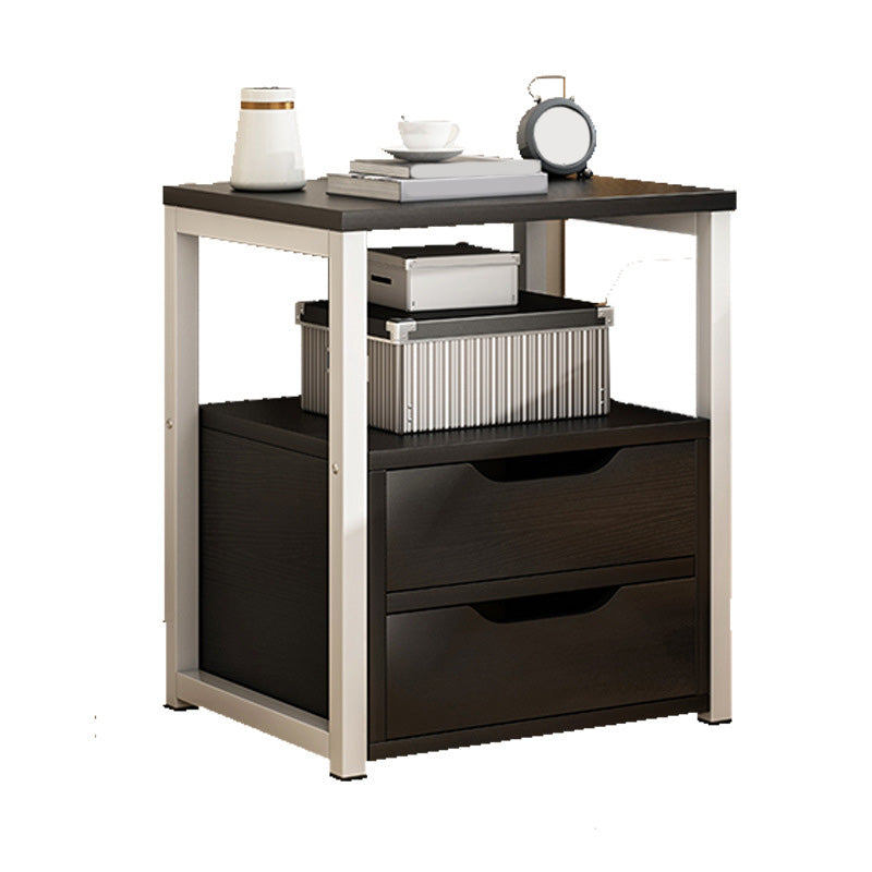 Moderne Holznachtständer 19,6 "hoher Metallrahmen Nachttisch mit Schublade