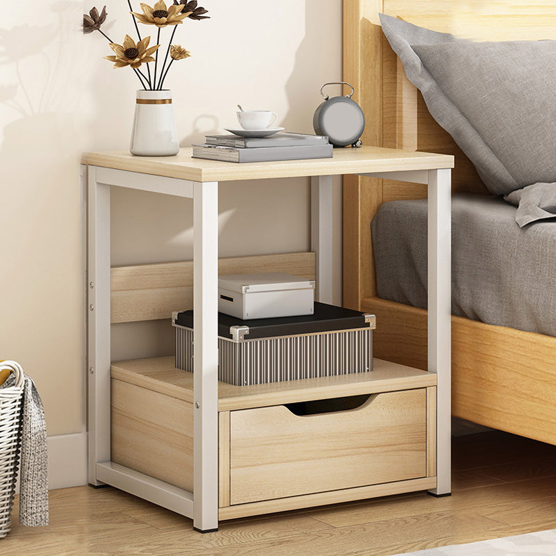 Moderne Holznachtständer 19,6 "hoher Metallrahmen Nachttisch mit Schublade