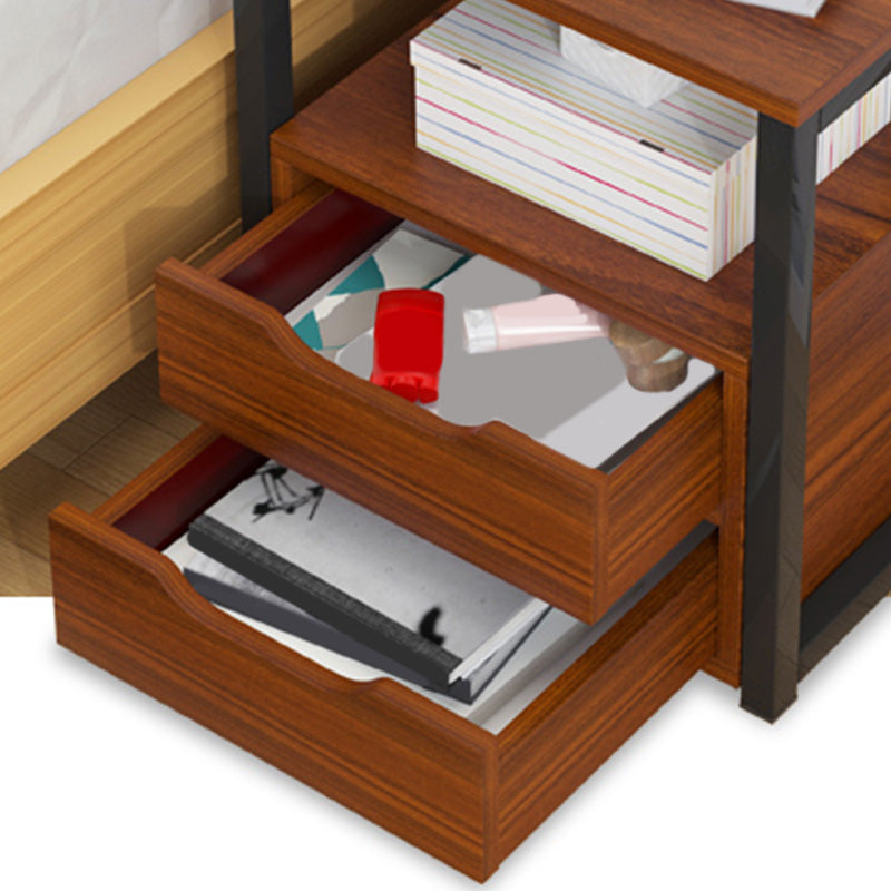 Moderne Holznachtständer 19,6 "hoher Metallrahmen Nachttisch mit Schublade