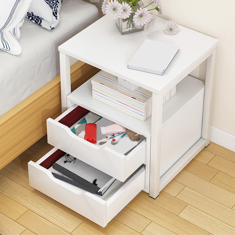 Moderne Holznachtständer 19,6 "hoher Metallrahmen Nachttisch mit Schublade