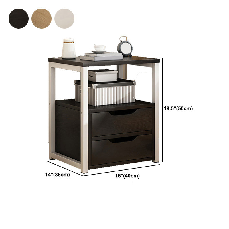 Moderne Holznachtständer 19,6 "hoher Metallrahmen Nachttisch mit Schublade