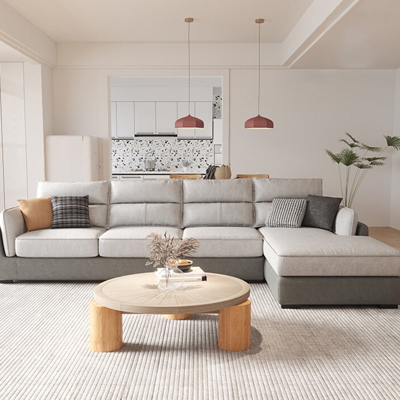 Solid Wood Sofa Square Arm Removable Cushions Faux Leather for Living Room