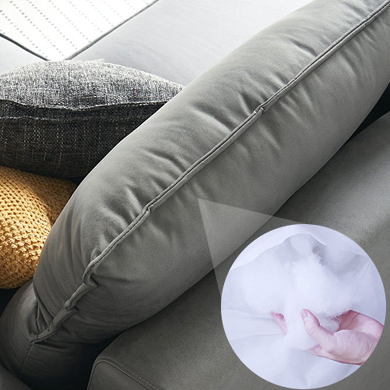 Solid Wood Sofa Square Arm Removable Cushions Faux Leather for Living Room