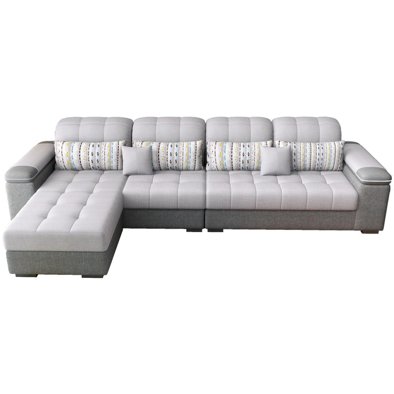 Contemporary Pillow Top Arm Furniture Sectionals in Grey for 3/4/5 People