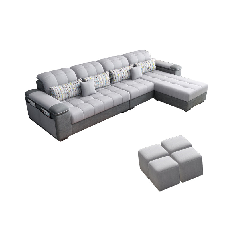 Contemporary Pillow Top Arm Furniture Sectionals in Grey for 3/4/5 People