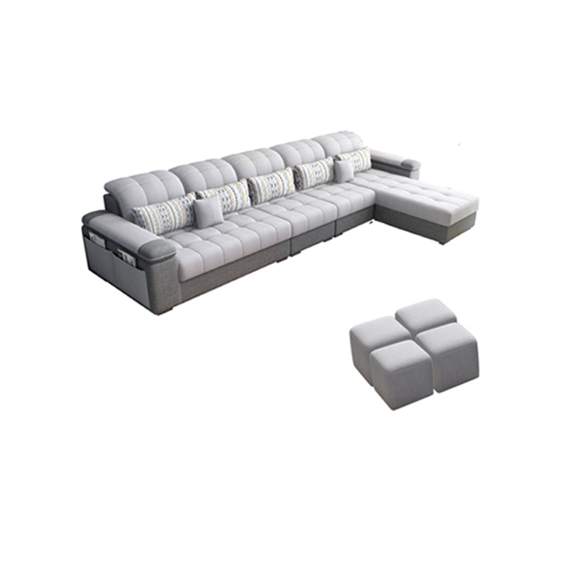 Contemporary Pillow Top Arm Furniture Sectionals in Grey for 3/4/5 People
