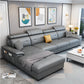 Scandinavian Faux Leather Sectional/sofa with Pillow Top Arm