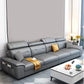 Scandinavian Faux Leather Sectional/sofa with Pillow Top Arm