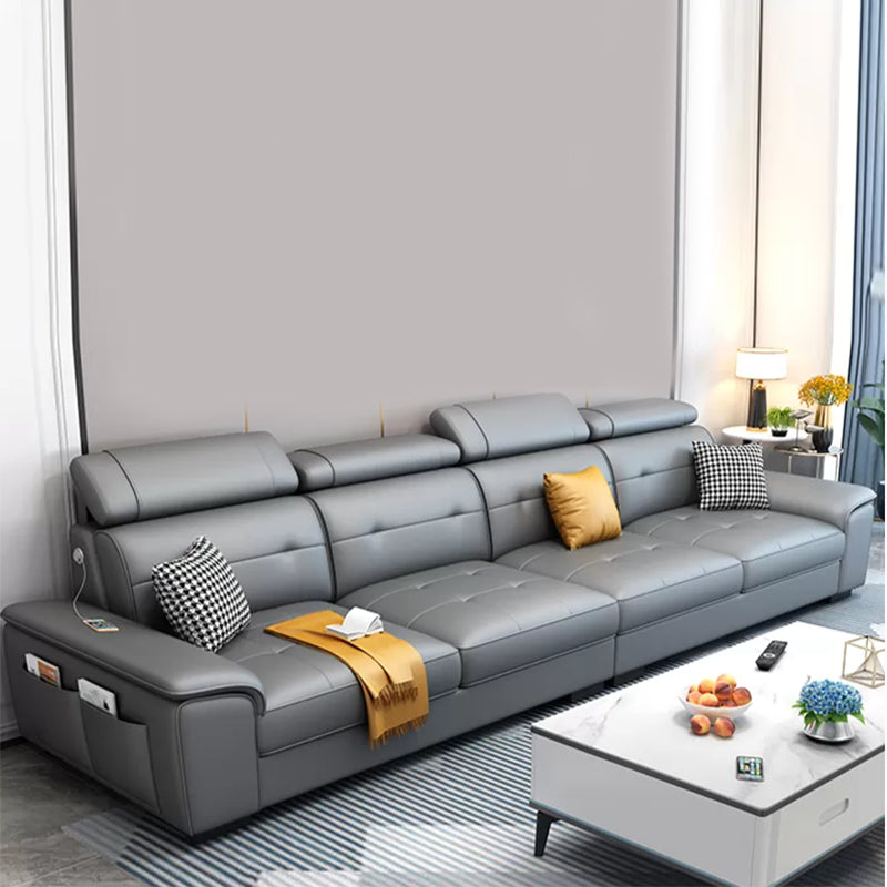 Scandinavian Faux Leather Sectional/sofa with Pillow Top Arm