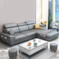 Scandinavian Faux Leather Sectional/sofa with Pillow Top Arm