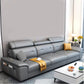 Scandinavian Faux Leather Sectional/sofa with Pillow Top Arm
