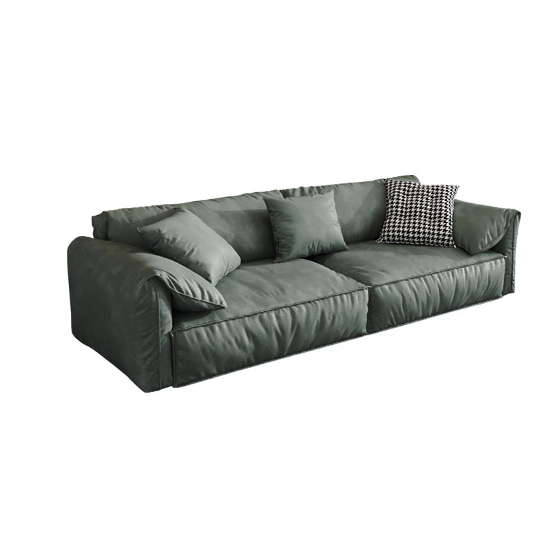 Stationary Living Room Pillow Top Arm Standard Cushions Green Modern Sofa