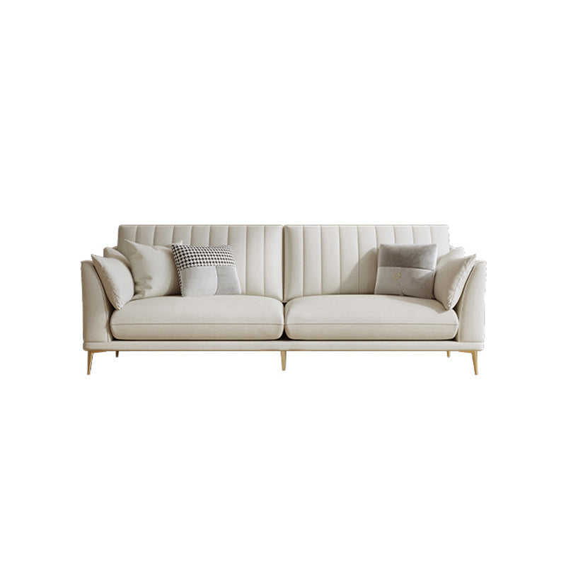 Stationary White Stain Resistant Living Room Pillow Top Arm Standard Settee 87"L x 35"W x 31"H Faux Leather Clearhalo 'furn' 'furn_sofas' 'Furniture' 'Living Room Furniture' 'Sofa' 'sofas' 5313586