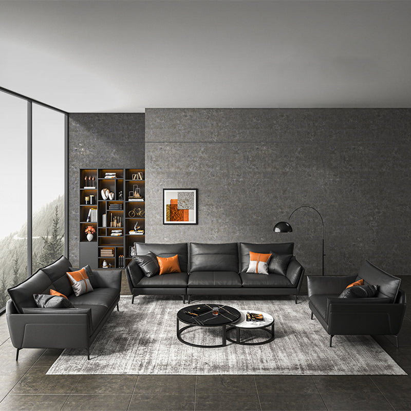 コンテンポラリークッション標準的な埋め込み式アームリビングルームフェイクレザーソファ