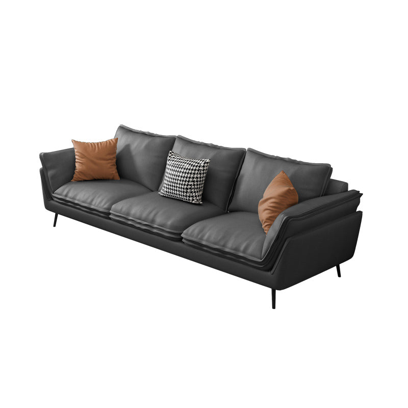 コンテンポラリークッション標準的な埋め込み式アームリビングルームフェイクレザーソファ