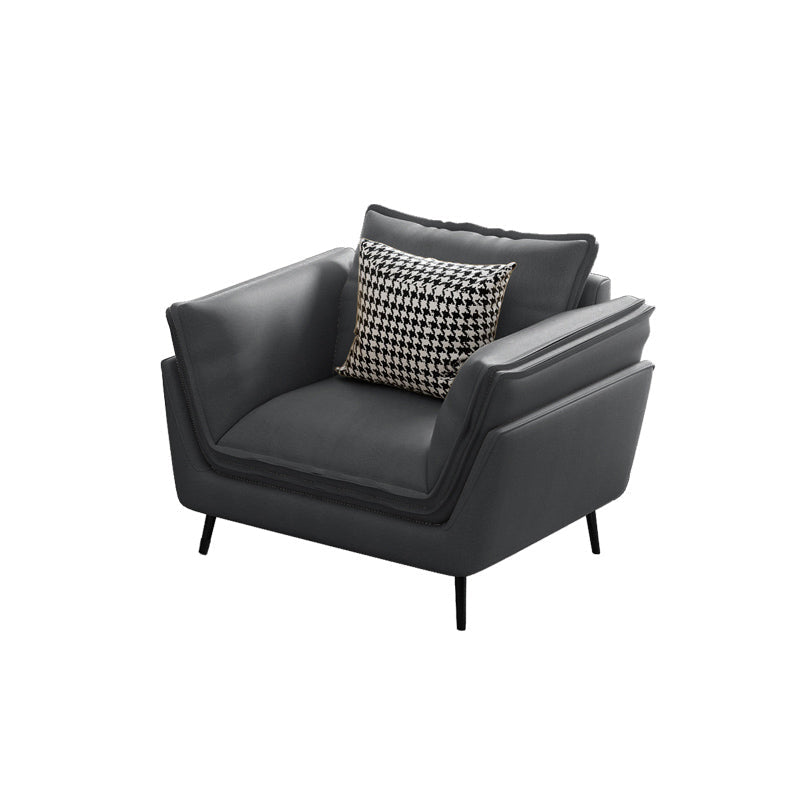 コンテンポラリークッション標準的な埋め込み式アームリビングルームフェイクレザーソファ