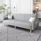 Contemporary Square Arm Sofa Couch Faux Leather/Linen Settee Couch Light Gray Cotton Blend Clearhalo 'furn' 'furn_sofas' 'Furniture' 'Living Room Furniture' 'Sofa' 'sofas' 5313612