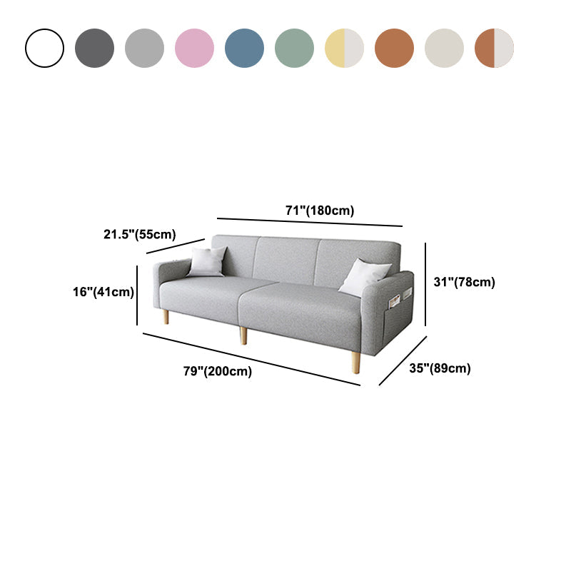 Contemporary Square Arm Sofa Couch Faux Leather/Linen Settee Couch Clearhalo 'furn' 'furn_sofas' 'Furniture' 'Living Room Furniture' 'Sofa' 'sofas' 5313627