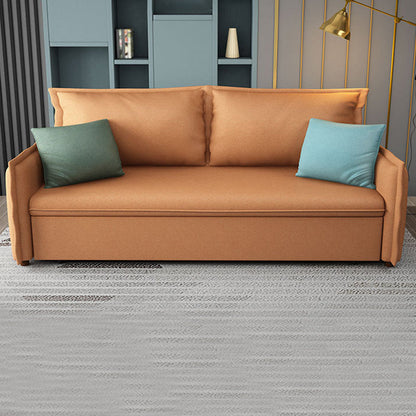 Canapé-lit orange en s'amuser avec 2 oreillers en arrière et bras carré