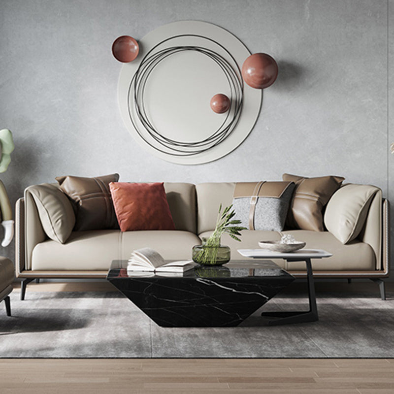 Genuine Leather Pillow Top Arm Sectional Sofa 28.35"High Cushion Back Sofa for Living Room Clearhalo 'furn' 'furn_sectionals' 'Furniture' 'Living Room Furniture' 'Sectionals' 5313777