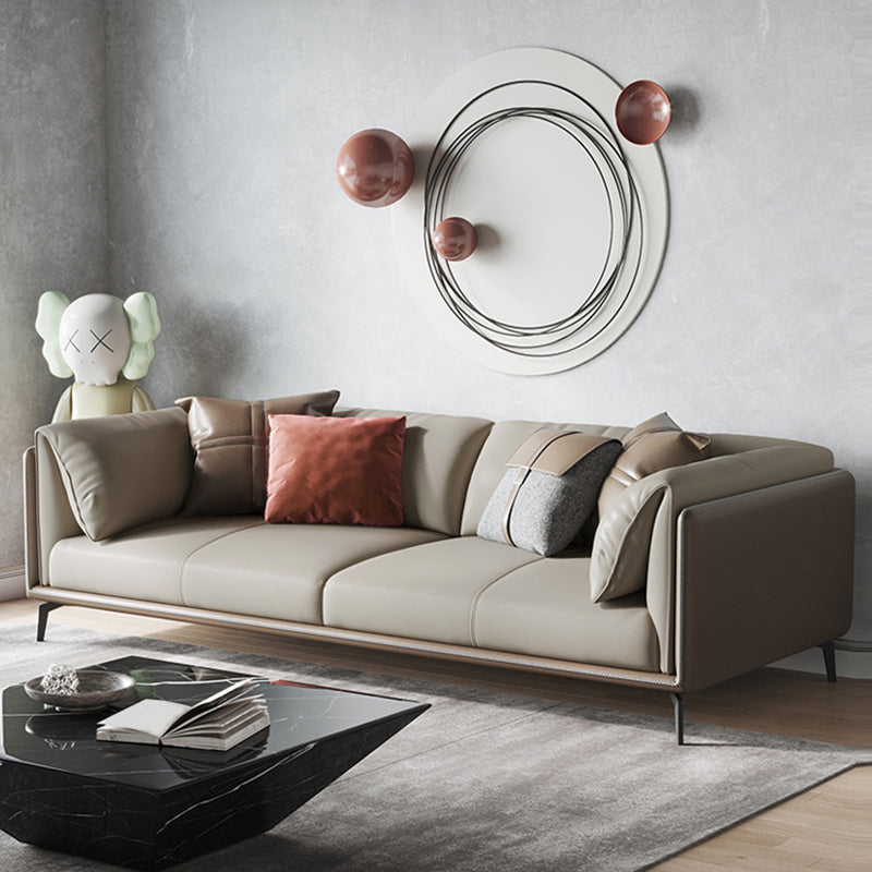 Genuine Leather Pillow Top Arm Sectional Sofa 28.35"High Cushion Back Sofa for Living Room Clearhalo 'furn' 'furn_sectionals' 'Furniture' 'Living Room Furniture' 'Sectionals' 5313778